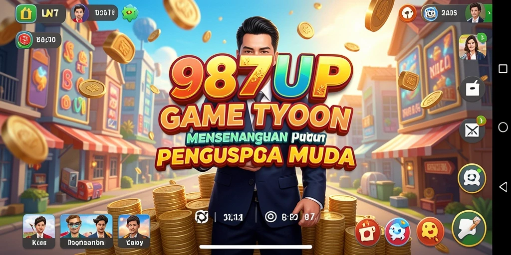 Screenshot permainan 987UP menampilkan suasana kompetisi bisnis yang seru.