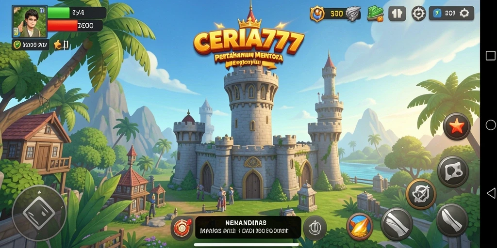 Screenshot CERIA777 menampilkan aksi menara pertahanan melawan gelombang musuh.