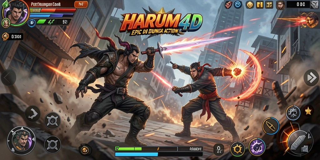 Tampilan gameplay seru dariHARUM4D dengan aksi pertarungan intens.