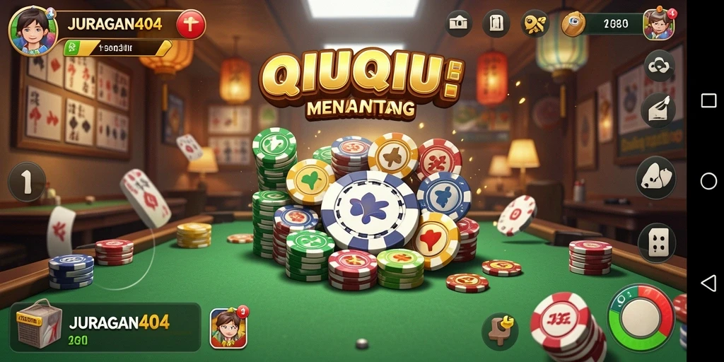 Screenshot utama JURAGAN404 menampilkan gameplay QiuQiu yang seru.