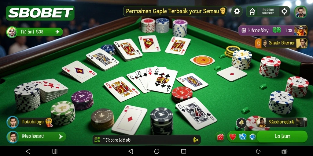 Screenshot gameplay Gaple di aplikasi SBOBET yang seru.